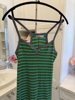 Roxy Green and Teal Striped Tank Dress